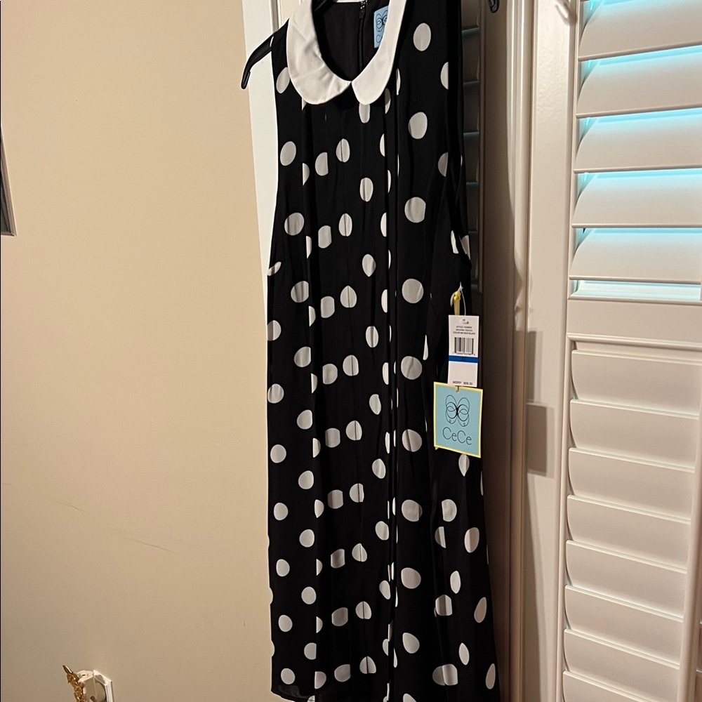 CeCe Monochrome Polka Dot Dress